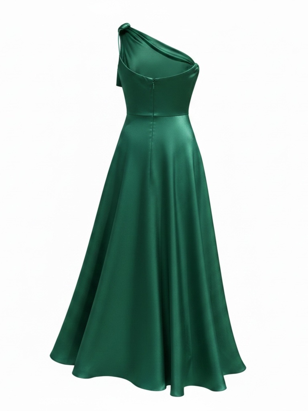 NWT One-Shoulder Emerald Green Evening Gown with Embroidered Panel By TS Conture - Picture 3 of 6